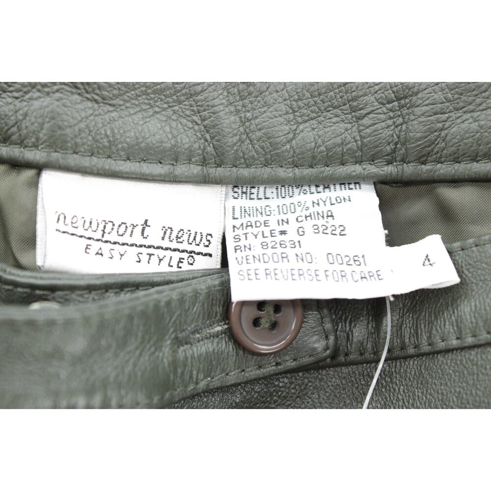 NEW  Newport News Soft Leather 2 Piece Pant Suit Womens Sz 4 Gray Green Biker - Picture 11 of 16
